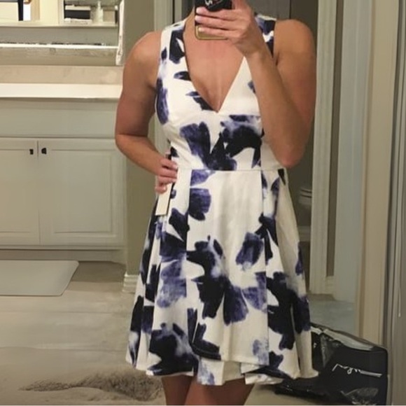 Lulus Skater Mini Dress in Blue and Ivory - Picture 7 of 7